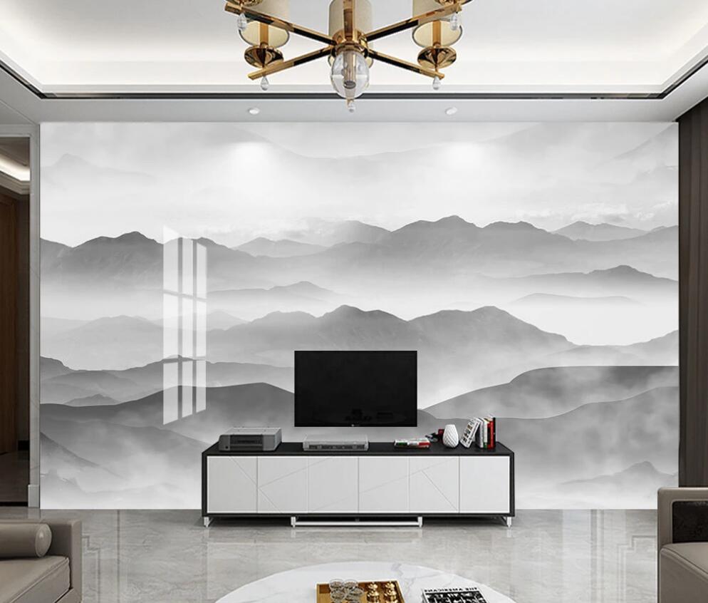 3D Rolling Black Peaks 1626 Wall Murals