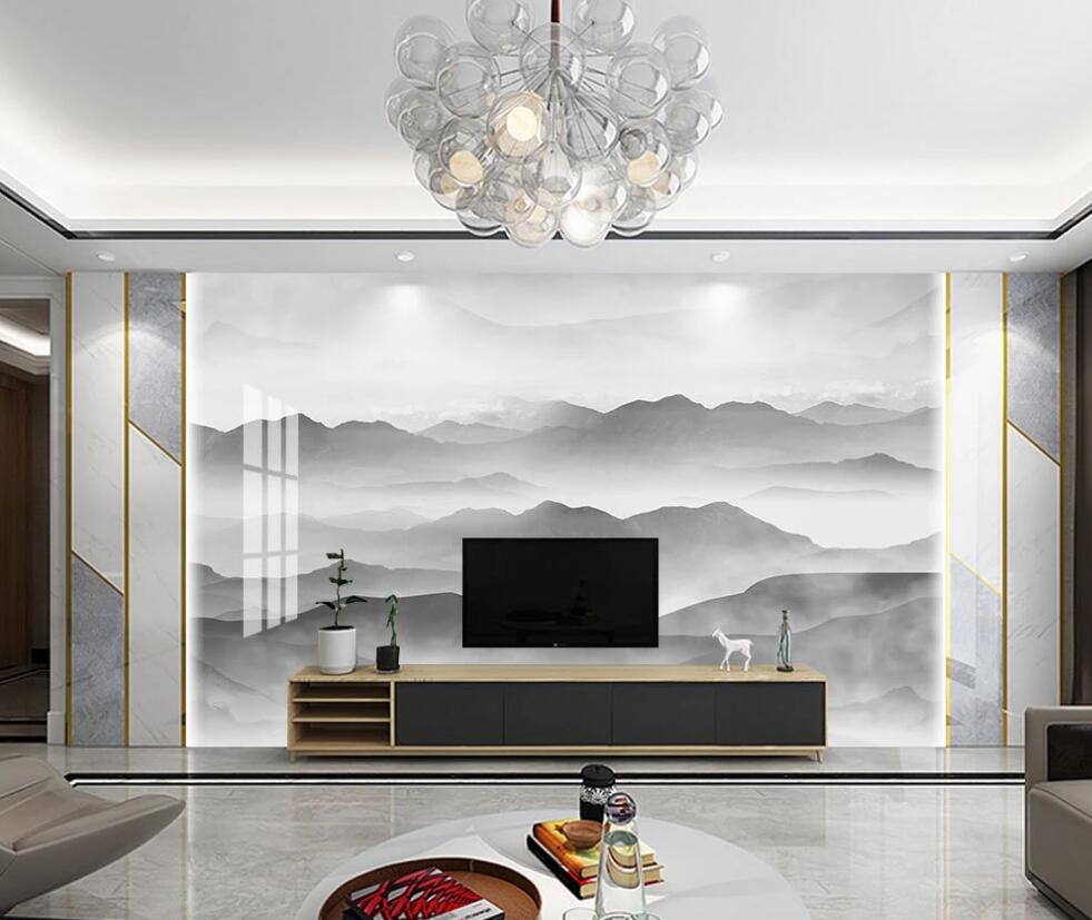 3D Rolling Black Peaks 1626 Wall Murals