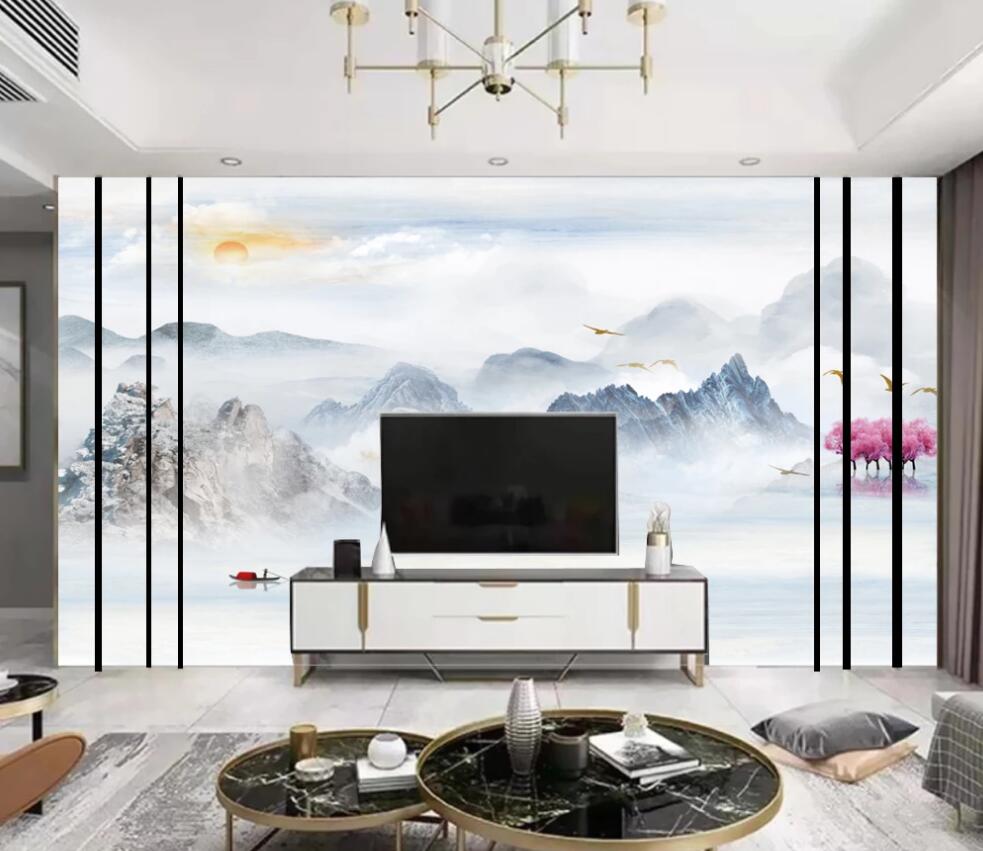 3D Mountain View Under Sunrise 1591 Wall Murals