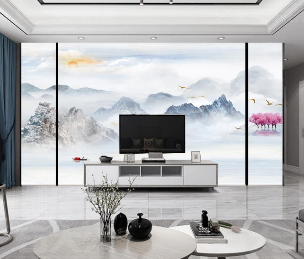3D Mountain View Under Sunrise 1591 Wall Murals