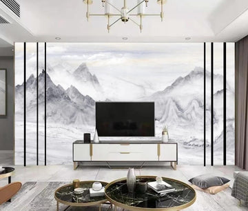 3D Ink Clouds High Mountains 1585 Wall Murals