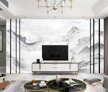 3D Continuous Ink-colored Mountains 1580 Wall Murals