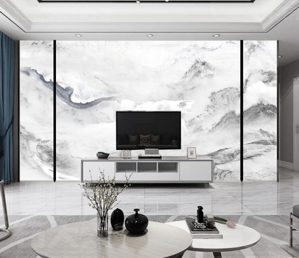 3D Continuous Ink-colored Mountains 1580 Wall Murals