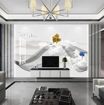 3D Dark Golden Tree 1625 Wall Murals