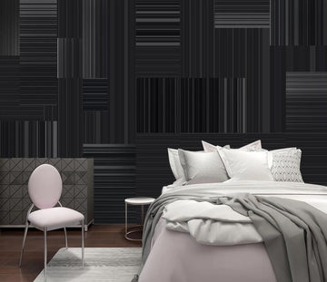 3D Staggered Black Lines 1615 Wall Murals