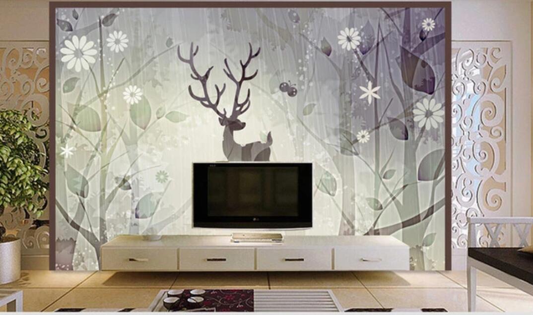 3D Misty And Mysterious Deer 1116 Wall Murals