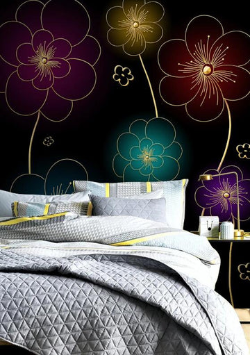 3D Four-color Fluorescent Flowers 1237 Wall Murals