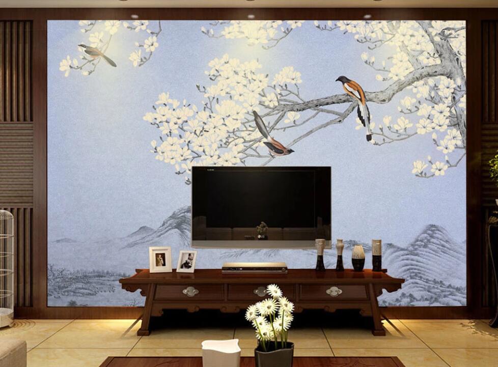 3D Light Blue Landscape Background 1168 Wall Murals