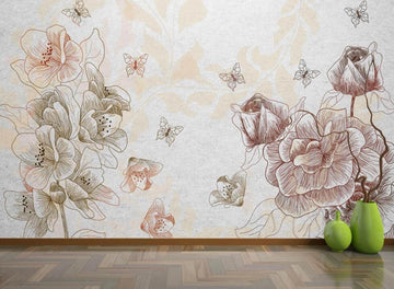 3D Three-color Elegant Flowers 1167 Wall Murals