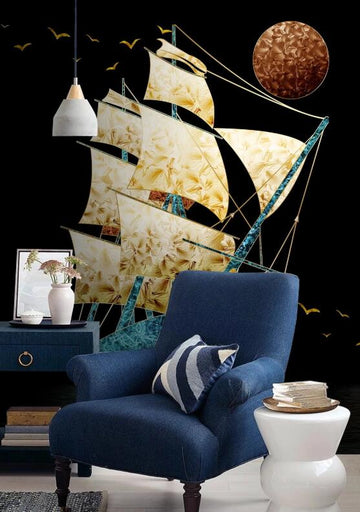 3D Moonlight Sailing 1235 Wall Murals