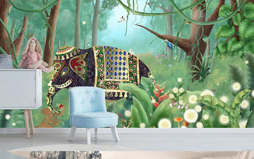 3D Elephant In The Forest 1194 Wall Murals