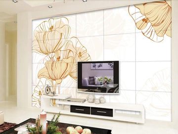 3D Yellow Lines Of Flowers 1067 Wall Murals