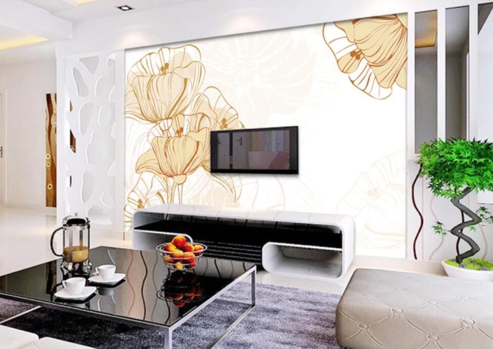 3D Yellow Lines Of Flowers 1067 Wall Murals
