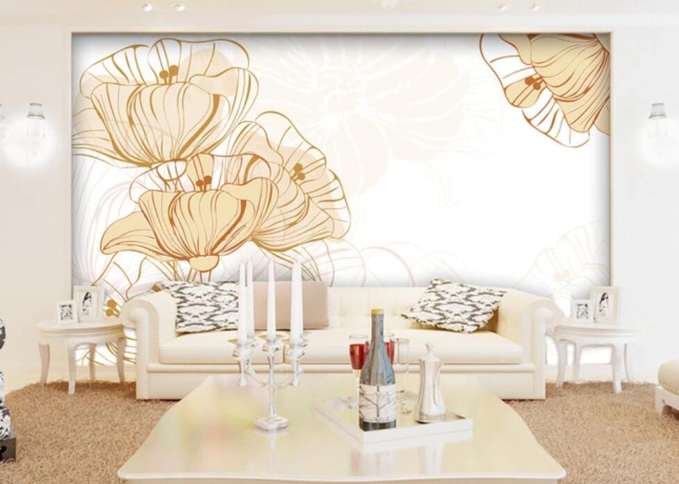 3D Yellow Lines Of Flowers 1067 Wall Murals