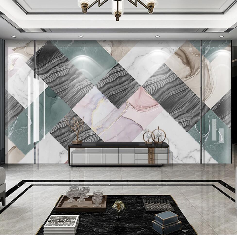 3D Staggered Rectangles With Different Patterns 1546 Wall Murals