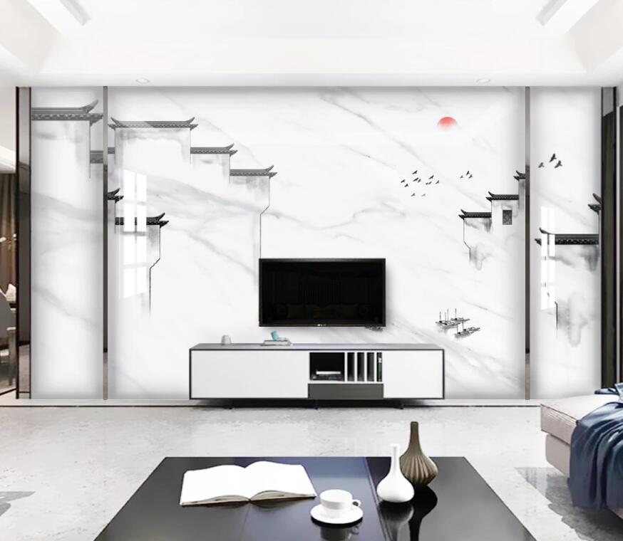 3D Lightly Outlined Classic Houses 1408 Wall Murals