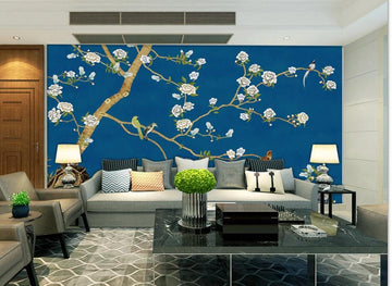 3D Night White Flowers 1140 Wall Murals