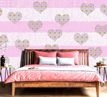 3D Purple Pattern Love Heart 1528 Wall Murals