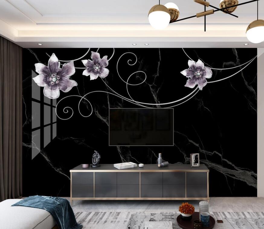 3D Beautiful Purple Flowers 1527 Wall Murals