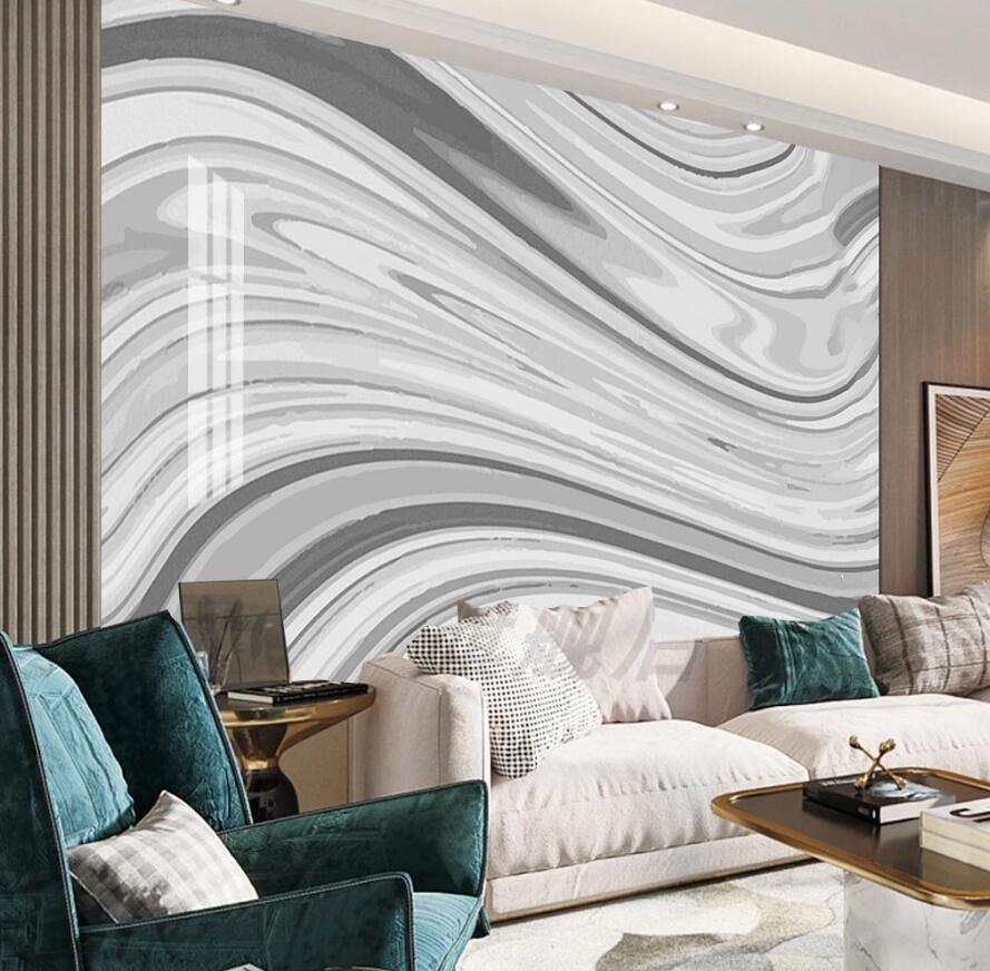 3D Three-color Curved Stripes 1508 Wall Murals