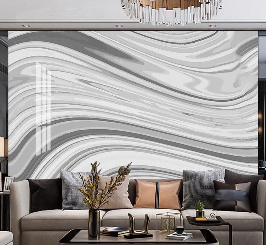 3D Three-color Curved Stripes 1508 Wall Murals