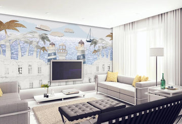 3D Fairytale Seaside Lighthouse 1145 Wall Murals