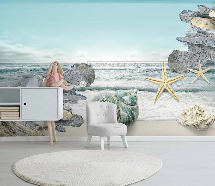 3D Lake Green Sea Beach 1182 Wall Murals