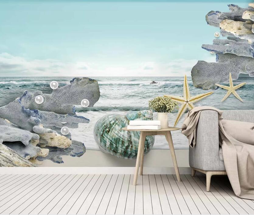 3D Lake Green Sea Beach 1182 Wall Murals