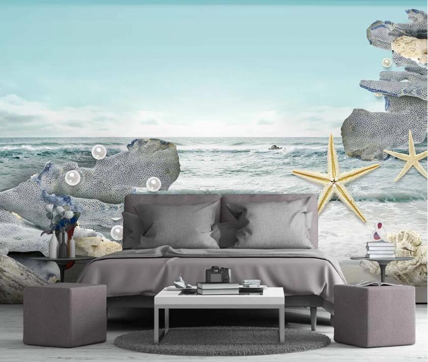 3D Lake Green Sea Beach 1182 Wall Murals