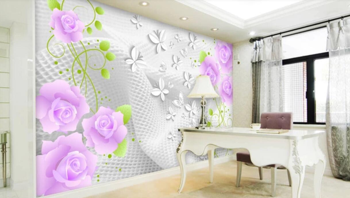 3D Purple Flowers In Spring 1080 Wall Murals