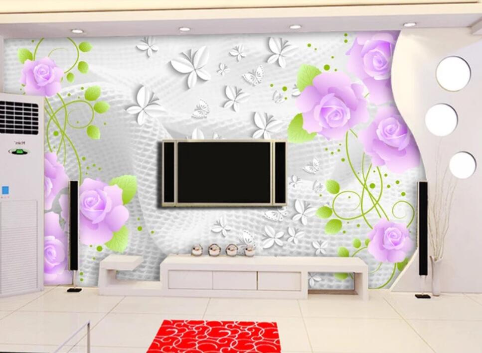 3D Purple Flowers In Spring 1080 Wall Murals
