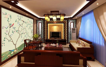 3D Light Cyan Flowering Branch 1131 Wall Murals