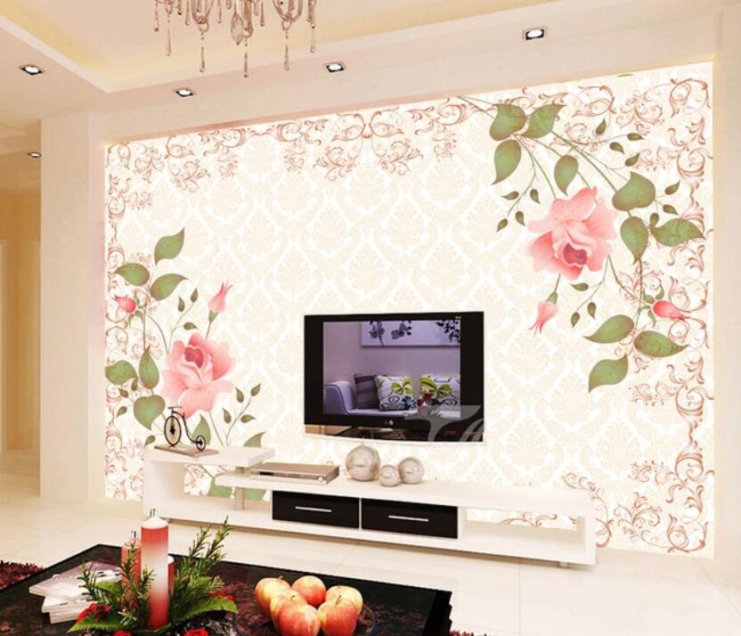 3D Two Pink Flowers 1077 Wall Murals