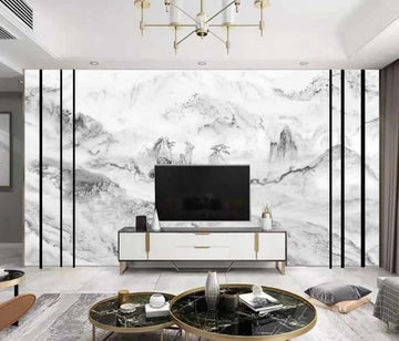 3D Textured Ink Color Outlines The Landscape 1477 Wall Murals