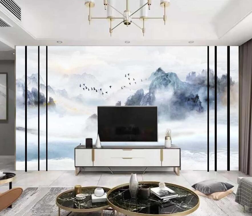 3D Beautiful Blue High Mountains 1475 Wall Murals