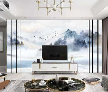 3D Beautiful Blue High Mountains 1475 Wall Murals