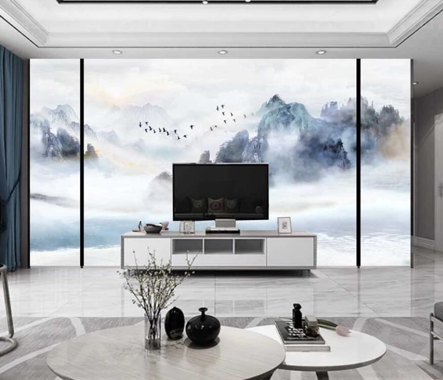 3D Beautiful Blue High Mountains 1475 Wall Murals