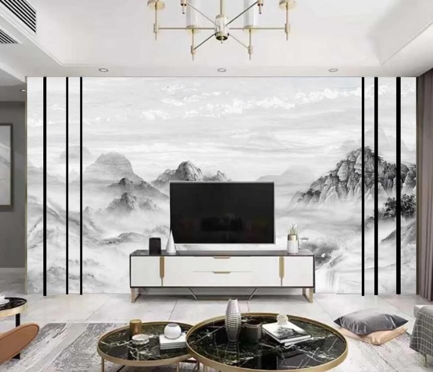 3D Thick Black Rolling Mountains 1471 Wall Murals
