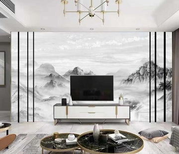 3D Thick Black Rolling Mountains 1471 Wall Murals