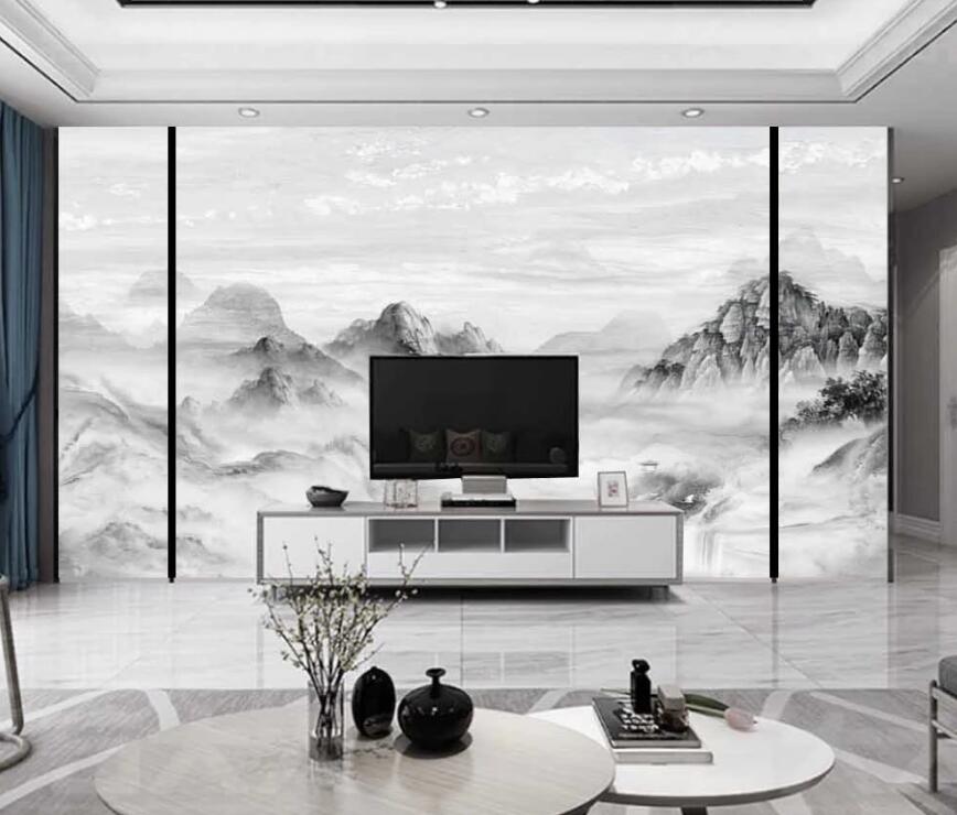 3D Thick Black Rolling Mountains 1471 Wall Murals