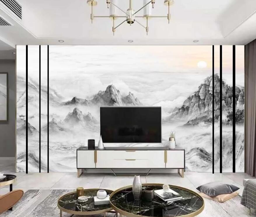 3D The Thick Black Intertwined Mountains 1470 Wall Murals