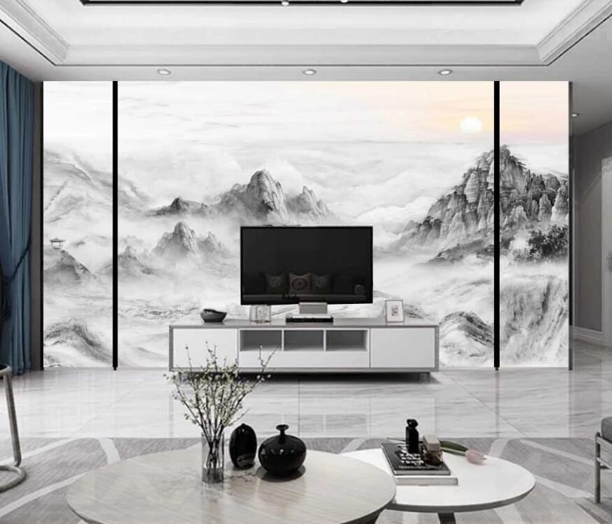 3D The Thick Black Intertwined Mountains 1470 Wall Murals