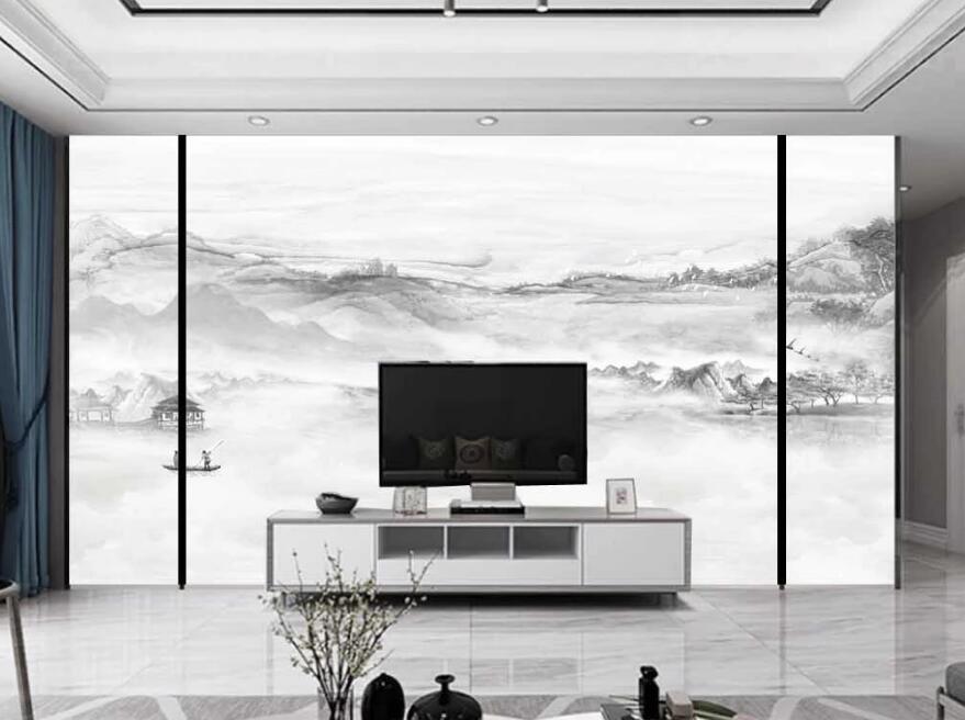 3D Light Ink Flat Mountains 1469 Wall Murals