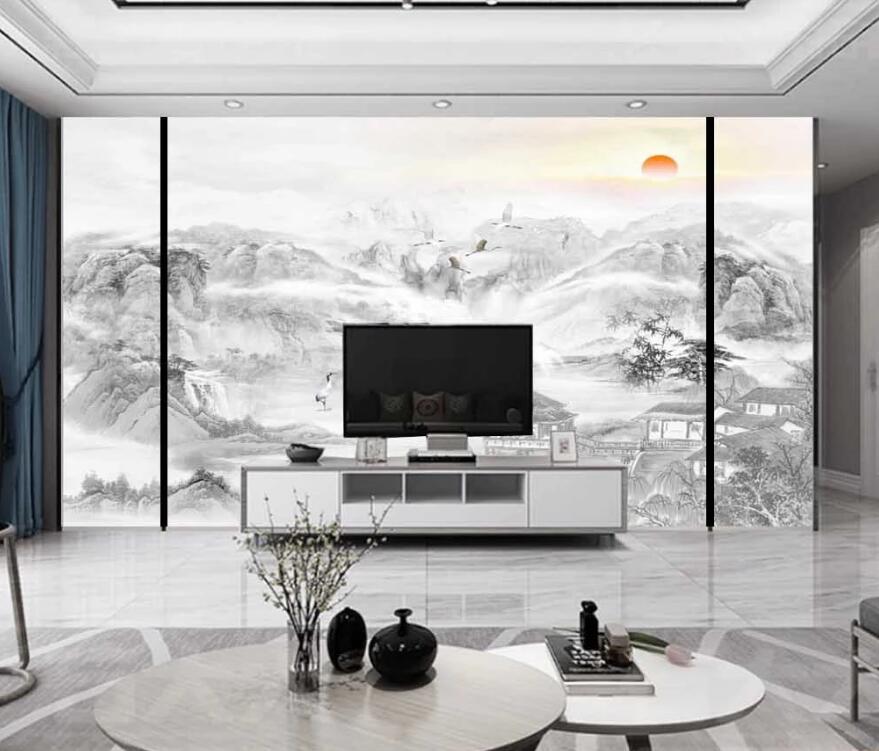 3D Sunrise And Black Ravine 1465 Wall Murals