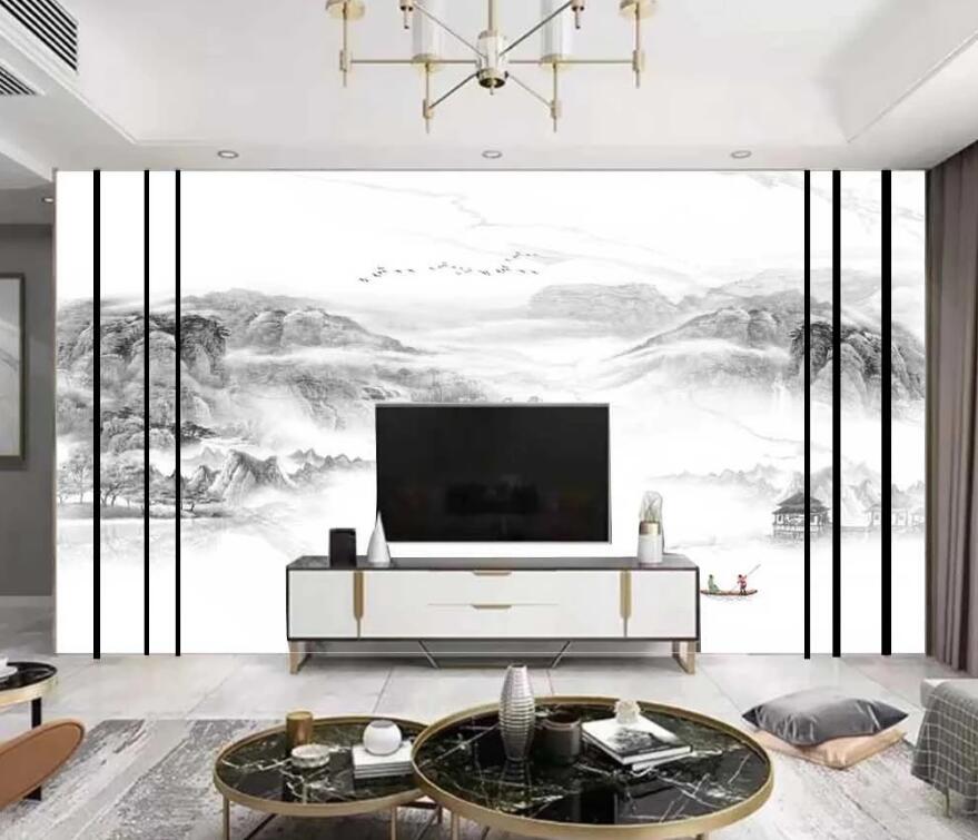 3D Peaceful Mountains In The Distance 1462 Wall Murals