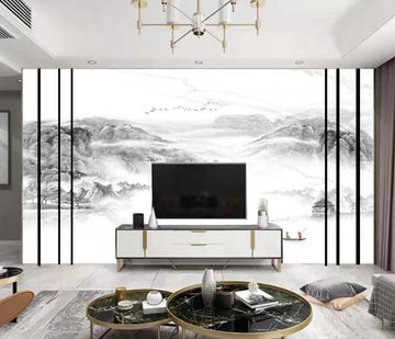 3D Peaceful Mountains In The Distance 1462 Wall Murals