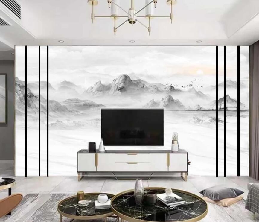 3D Hazy Pale Ink In The Distance 1461 Wall Murals