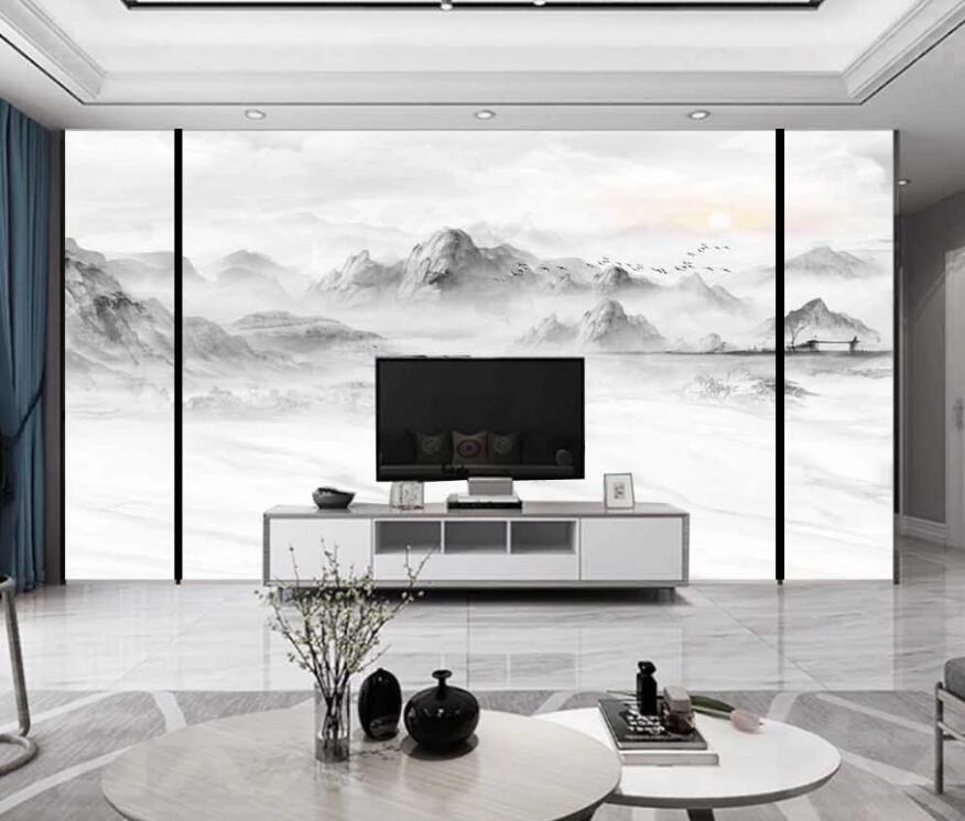 3D Hazy Pale Ink In The Distance 1461 Wall Murals