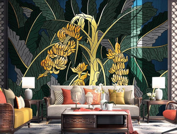 3D Golden Twined Bananas 1221 Wall Murals