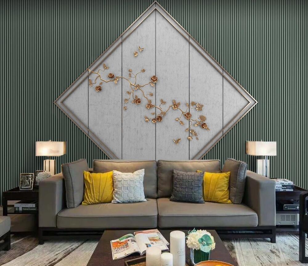 3D Embroidery Of Rhombus Flowers 1453 Wall Murals